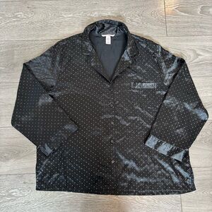 Victoria’s Secret Black Satin Rhinestone Button-Up Pajama Shirt